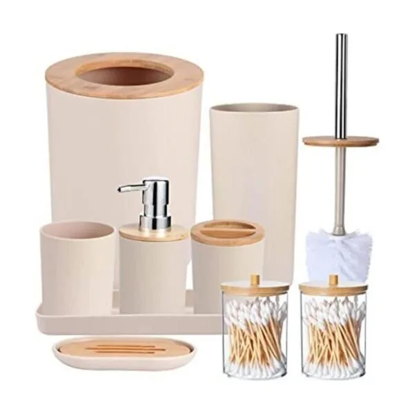 SLDIYWOW Juego de 8 accesorios de baño beige juego de_1