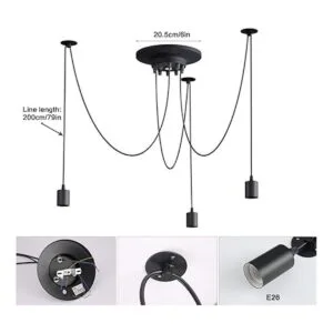 Fuloon Edison vintage Lámpara de techo ajustable múltiple_2