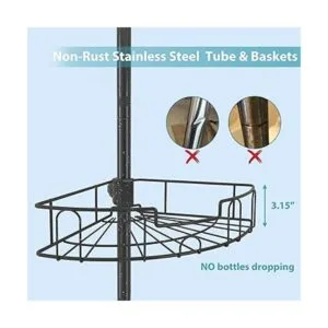 Organizador de ducha tensora de acero inoxidable poste de_5