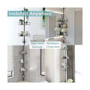 Organizador de ducha tensora de acero inoxidable poste de_6