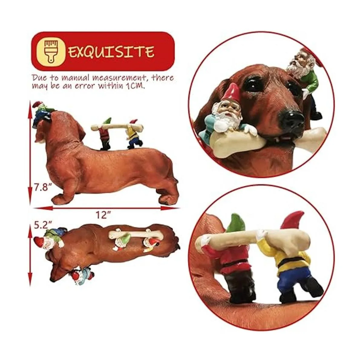 Sunthus Estatuas de gnomos de jardín salchicha_6