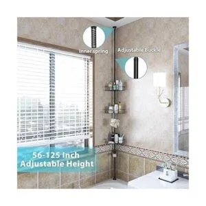 Organizador de ducha tensora de acero inoxidable poste de_2