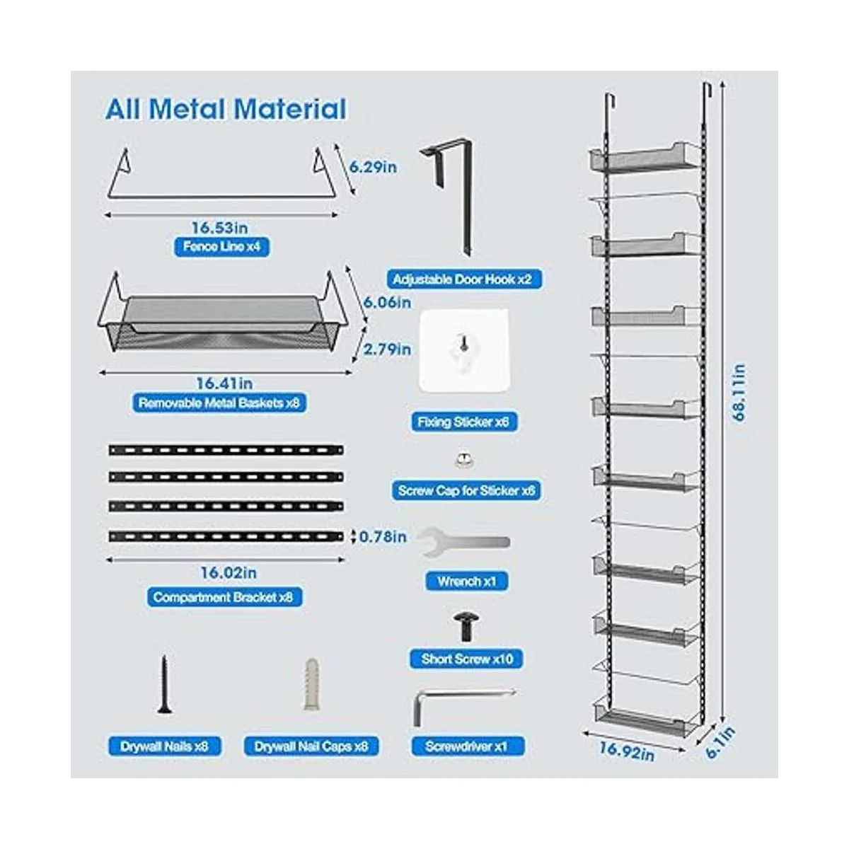 VyGrow Organizador de despensa sobre la puerta de 8_7
