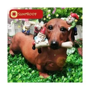 Sunthus Estatuas de gnomos de jardín salchicha_5