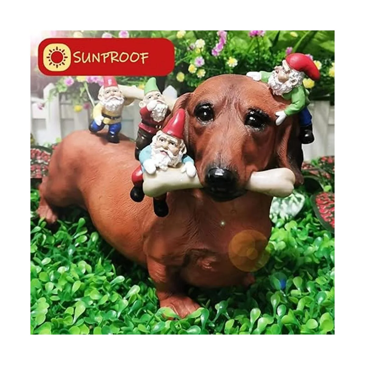 Sunthus Estatuas de gnomos de jardín salchicha_5