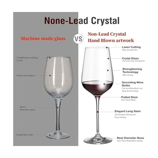 Juego de 6 copas de vino vidrio de cristal con tallo para_5