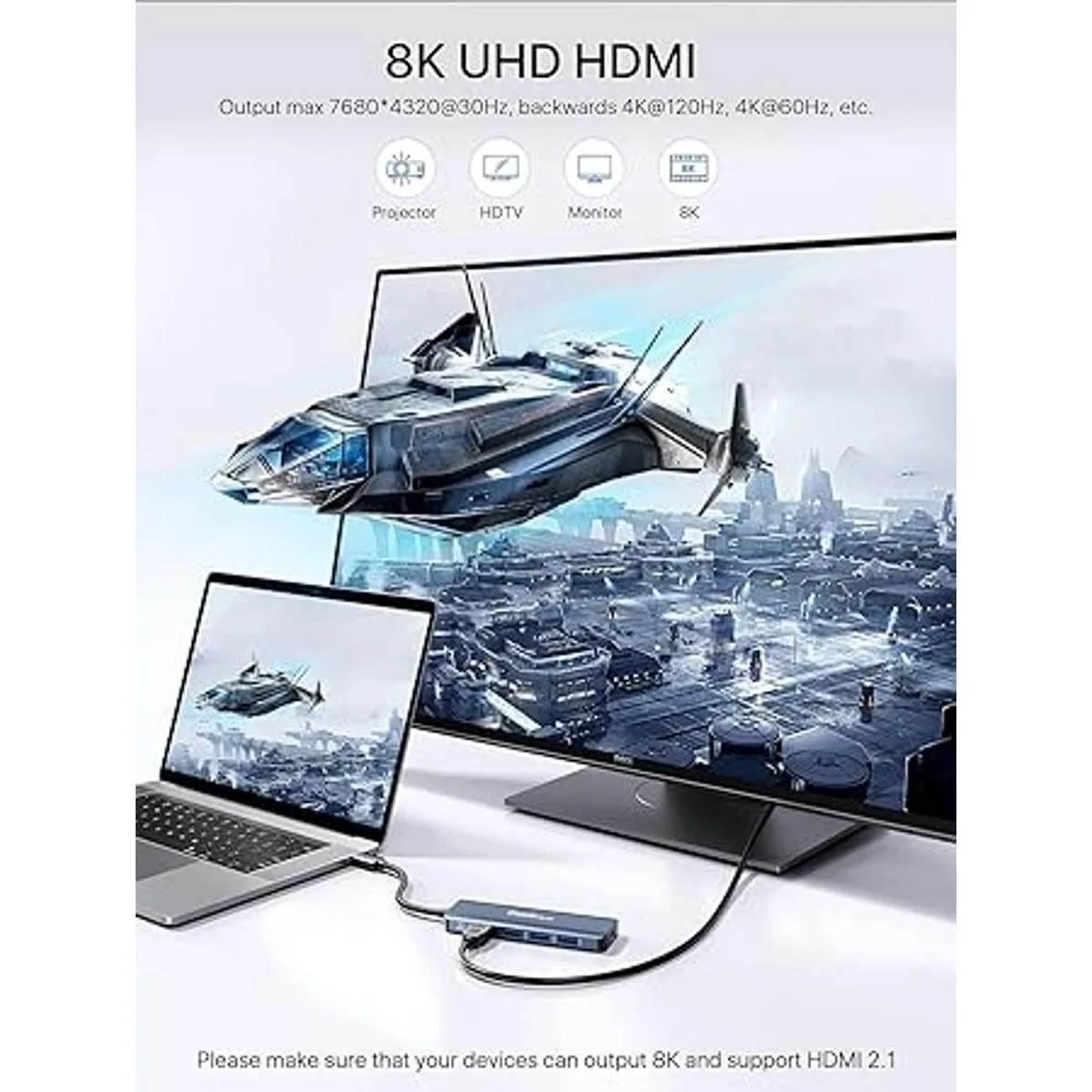 HUB USB C 8K adaptador multipuerto USBC 5 en 1 Dockteck_3