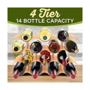 SereneLife Estante de vino de bambú estante de encimera_3