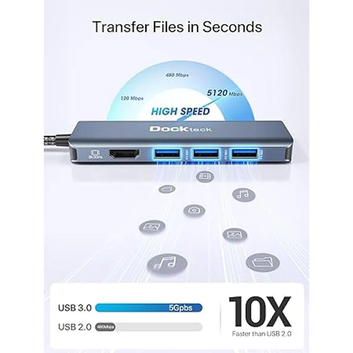 HUB USB C 8K adaptador multipuerto USBC 5 en 1 Dockteck_5