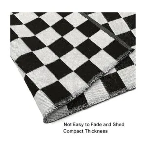 LEEVAN Alfombra a cuadros en blanco y negro de 3 x 5 pies_6