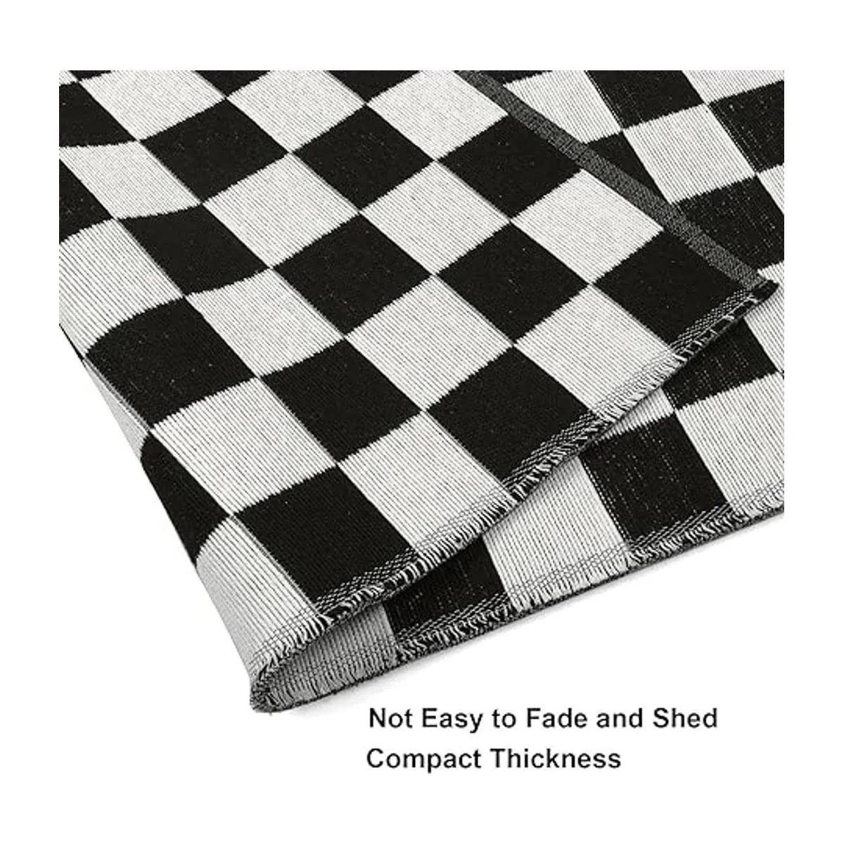 LEEVAN Alfombra a cuadros en blanco y negro de 3 x 5 pies_6