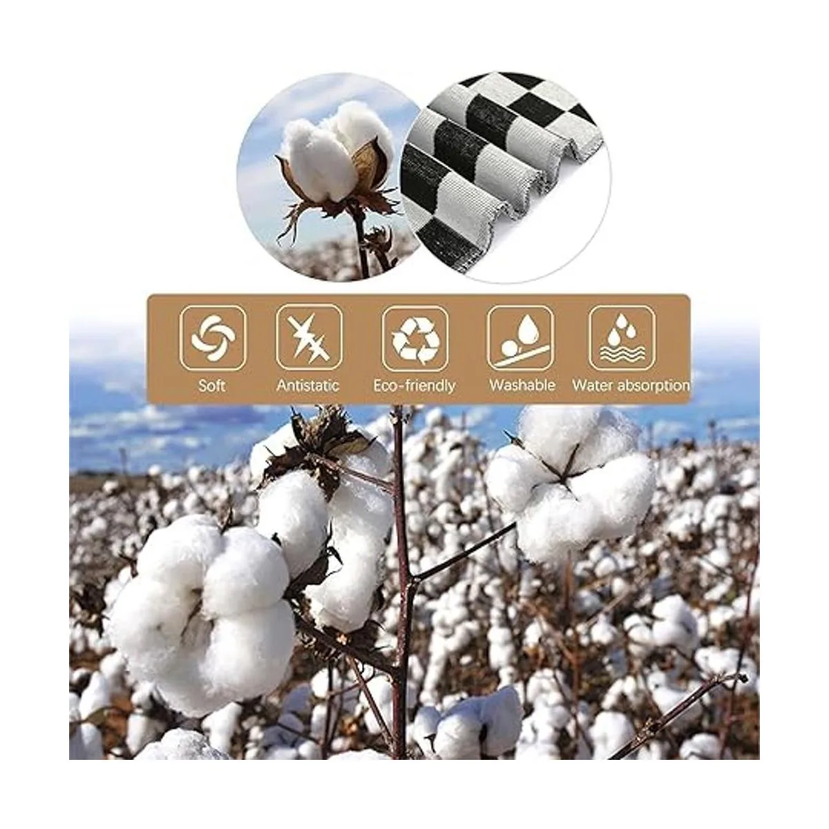 LEEVAN Alfombra a cuadros en blanco y negro de 3 x 5 pies_4