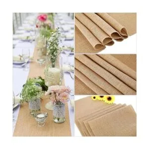 Paquete de 12 caminos de mesa de arpillera camino de mesa_3