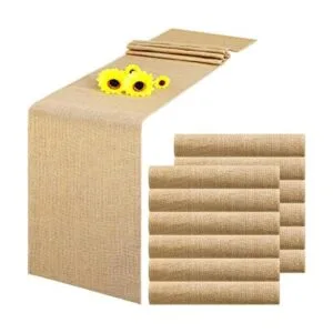 Paquete de 12 caminos de mesa de arpillera camino de mesa_1