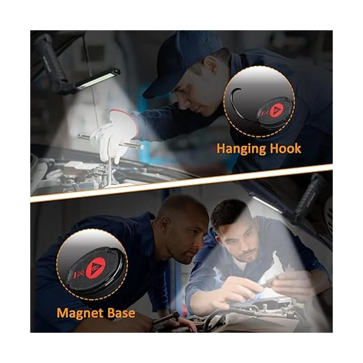 Paquete de 6 linternas LED de trabajo con base magnética_4