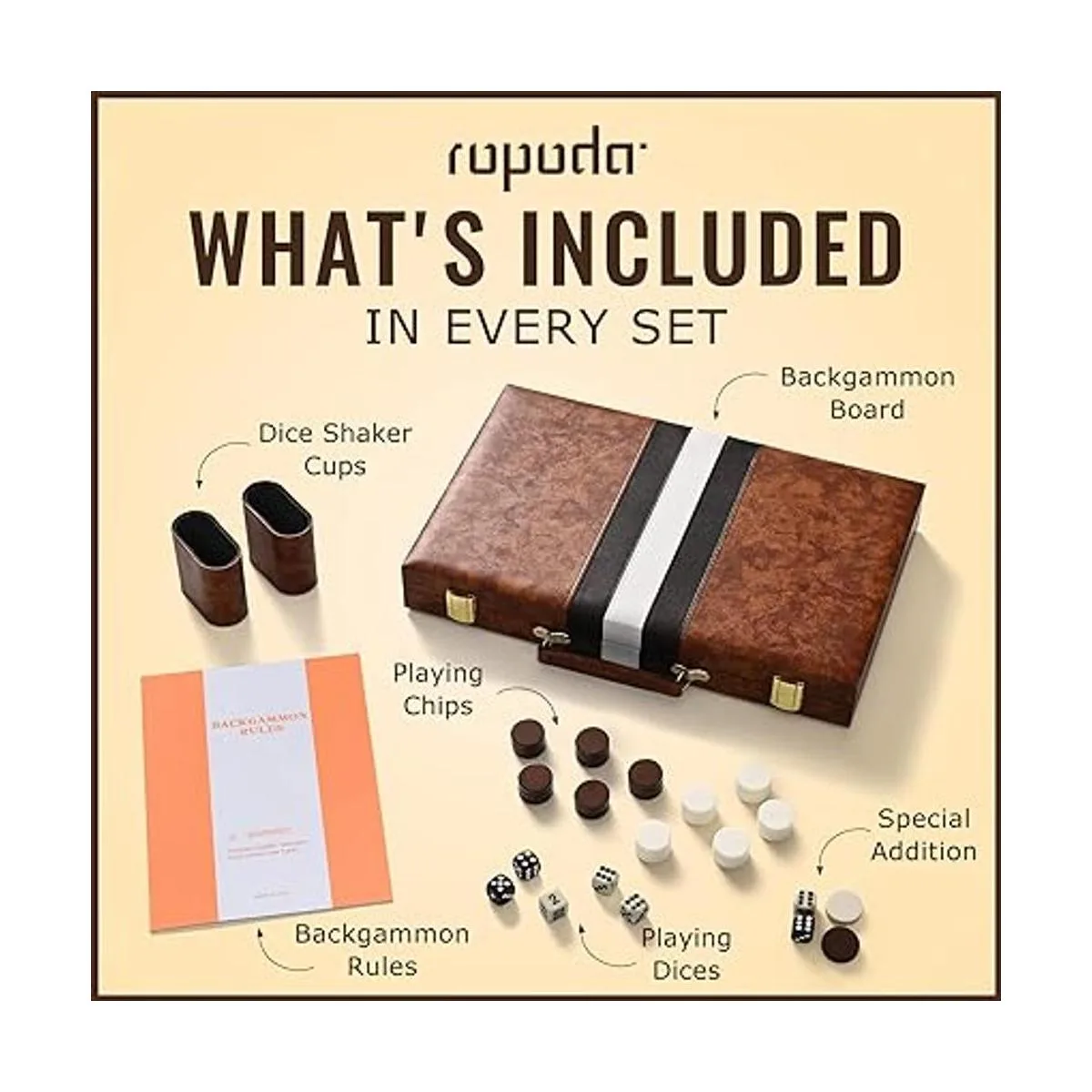 ropoda Juego de mesa Backgammon 15 pulgadas para adultos_4