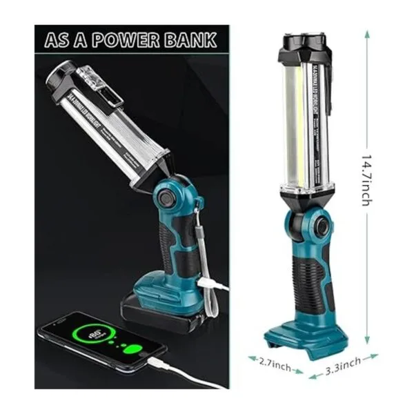 Luz de trabajo LED inalámbrica para Makita batería de_6