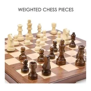 AMEROUS Juego de ajedrez y damas de madera con piezas de_4