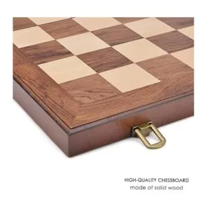 AMEROUS Juego de ajedrez y damas de madera con piezas de_3