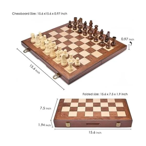 AMEROUS Juego de ajedrez y damas de madera con piezas de_6
