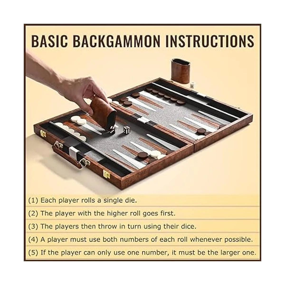 ropoda Juego de mesa Backgammon 15 pulgadas para adultos_5