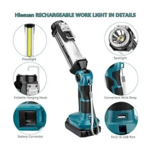 Luz de trabajo LED inalámbrica para Makita batería de_5