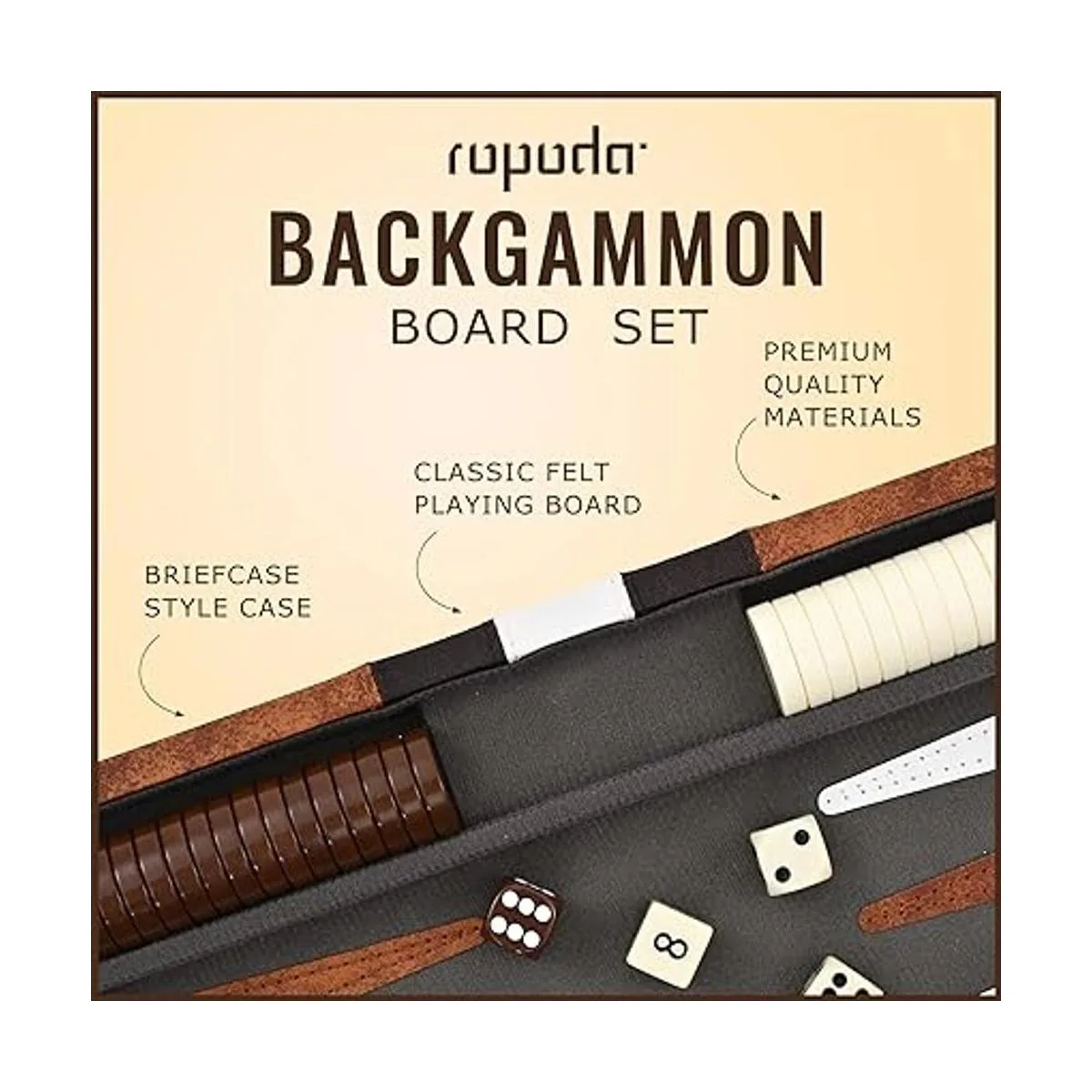 ropoda Juego de mesa Backgammon 15 pulgadas para adultos_3