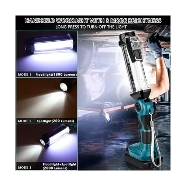 Luz de trabajo LED inalámbrica para Makita batería de_3