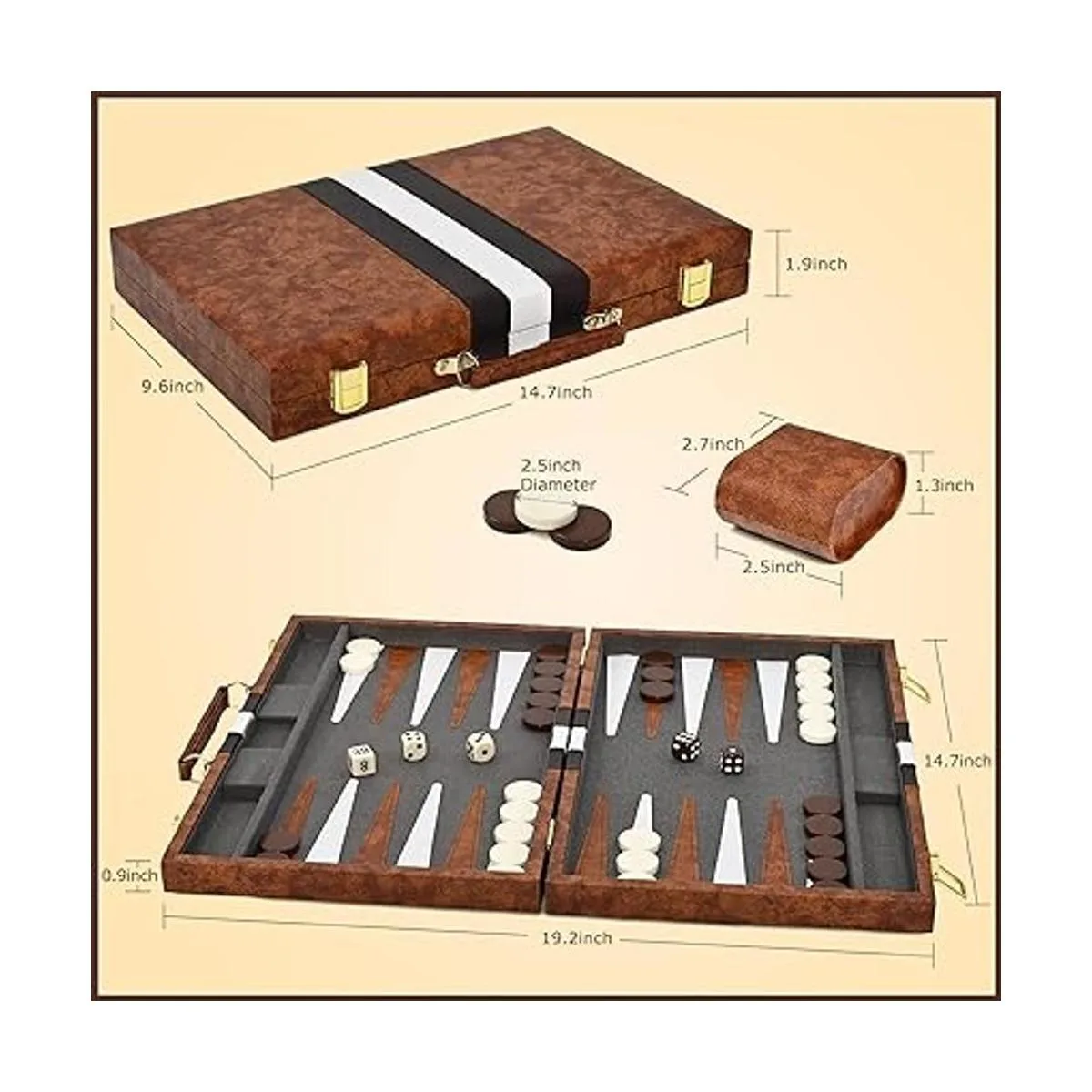 ropoda Juego de mesa Backgammon 15 pulgadas para adultos_6
