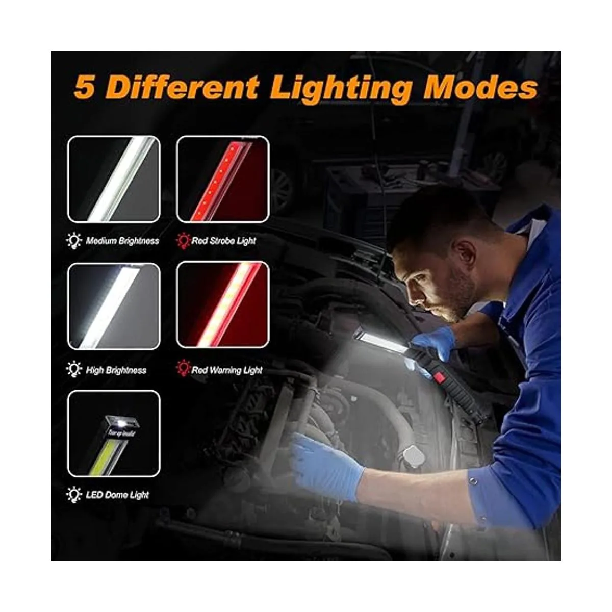 Paquete de 6 linternas LED de trabajo con base magnética_3