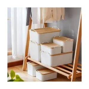 ANMINY Juego de contenedores de plástico con tapa cesta_7