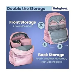 Mochila de viaje para perros para suministros 2 cuencos_4