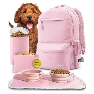 Mochila de viaje para perros para suministros 2 cuencos_1