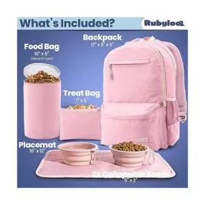 Mochila de viaje para perros para suministros 2 cuencos_3