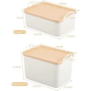 ANMINY Juego de contenedores de plástico con tapa cesta_4