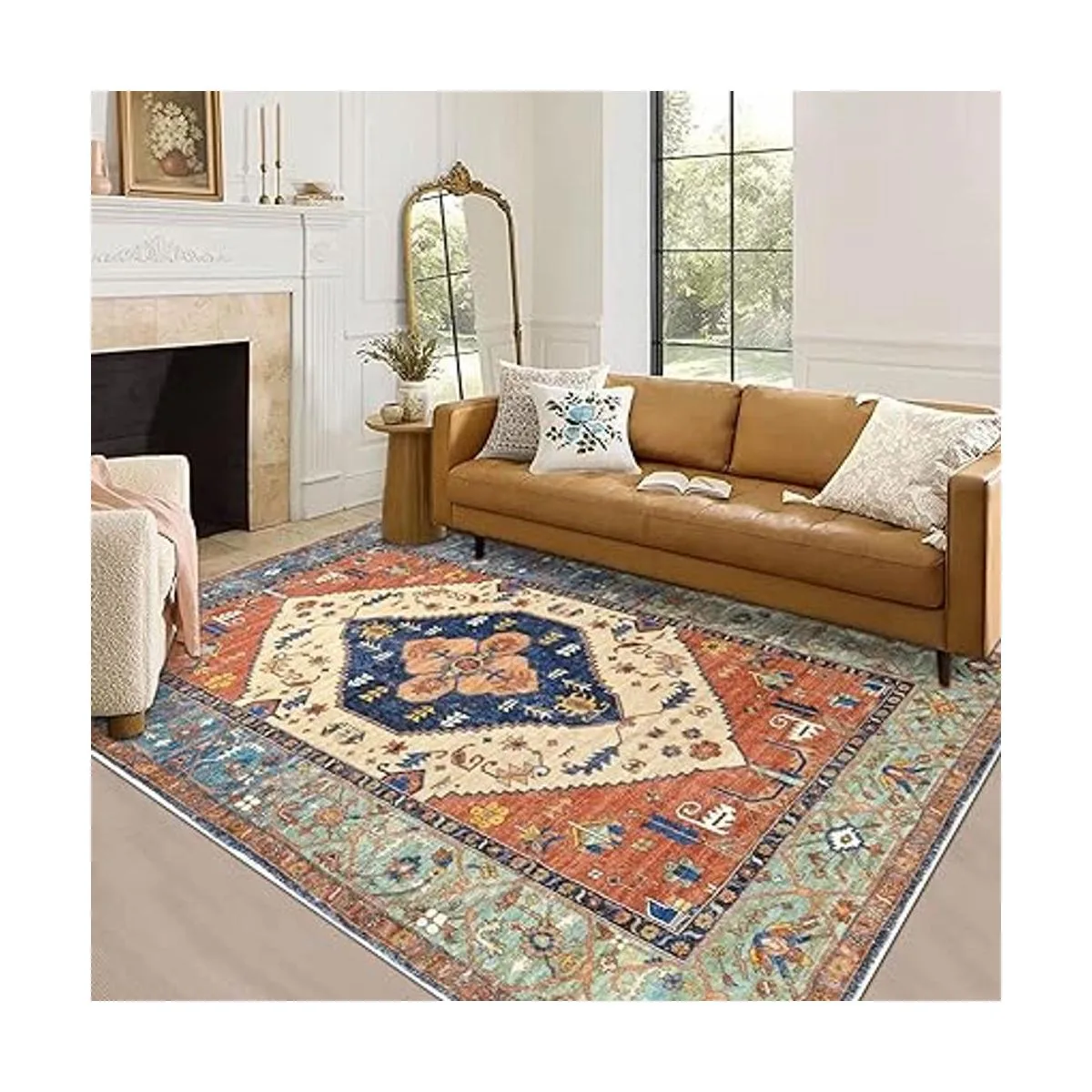 Bsmathom Alfombra bohemia vintage antideslizante_2