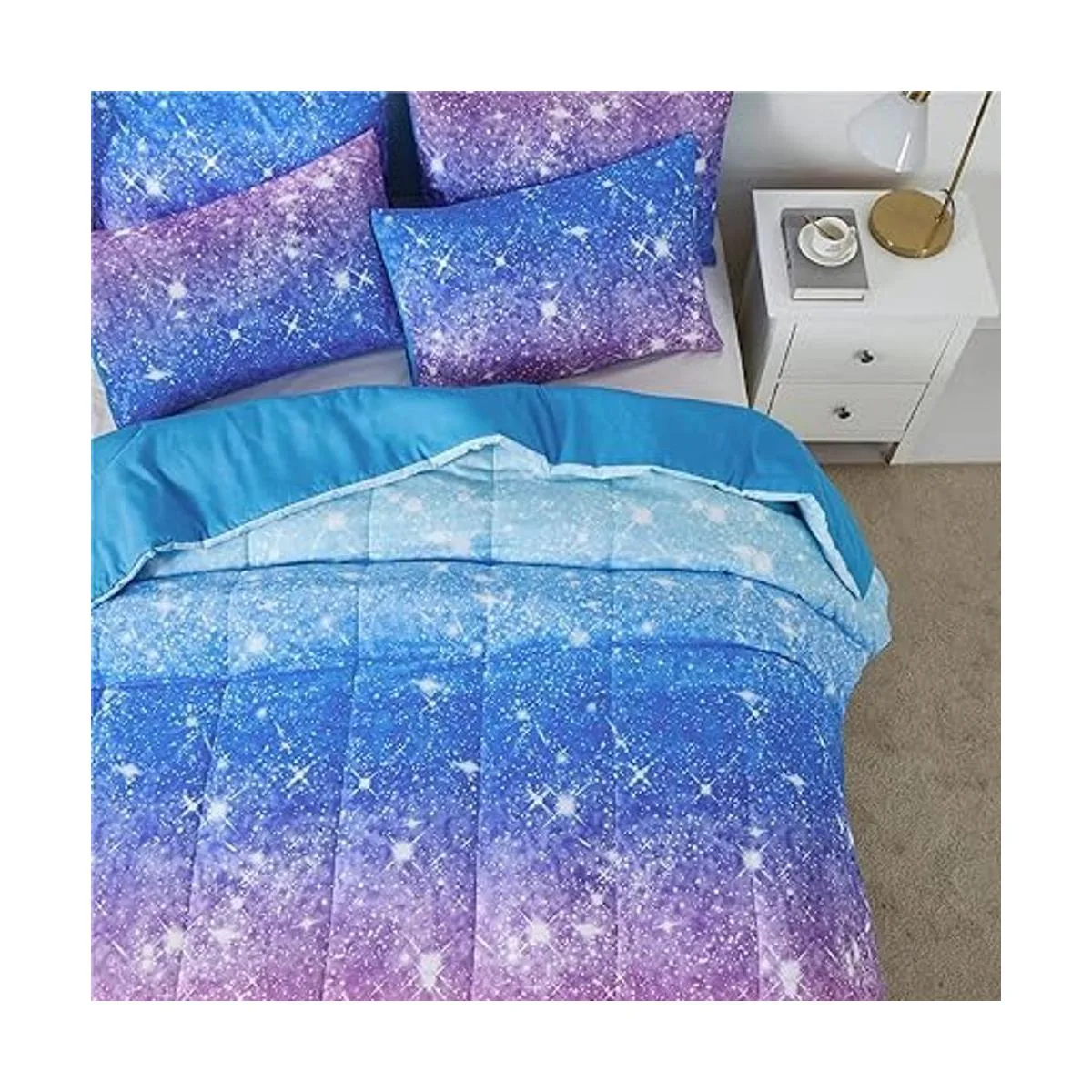 kiddiku Juego de edredón con purpurina arcoíris tamaño_4