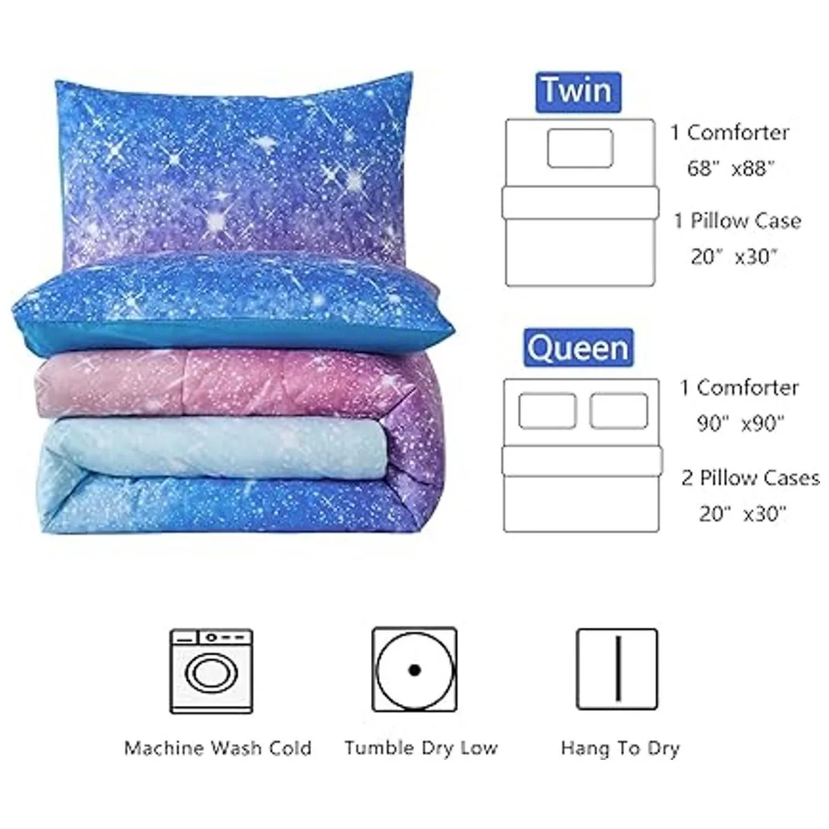 kiddiku Juego de edredón con purpurina arcoíris tamaño_7