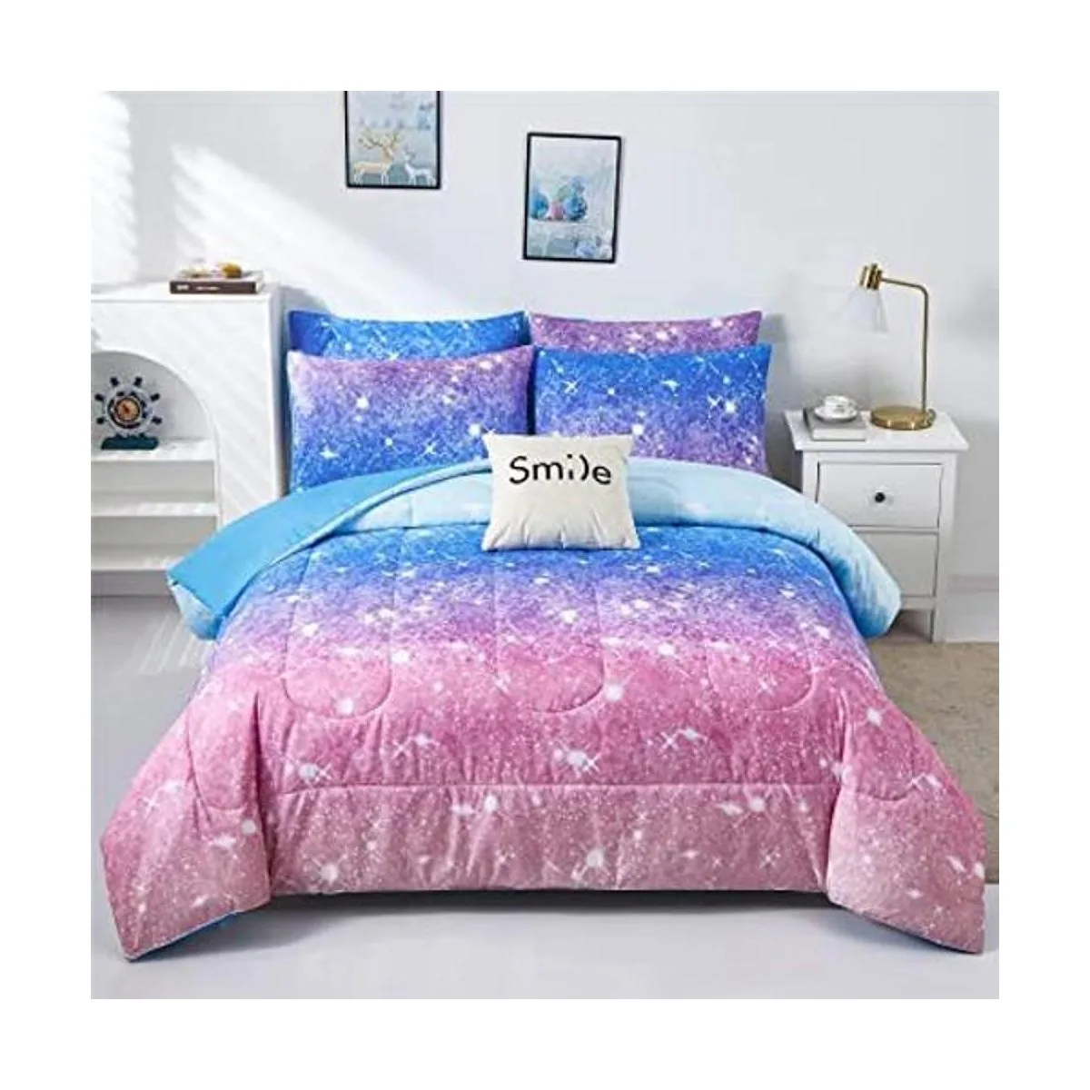 kiddiku Juego de edredón con purpurina arcoíris tamaño_1