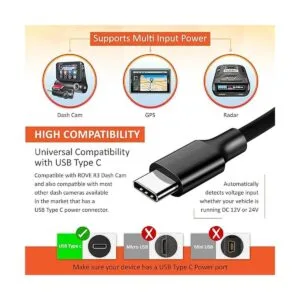 Kit de cable duro para cámara de salpicadero USB tipo C_4