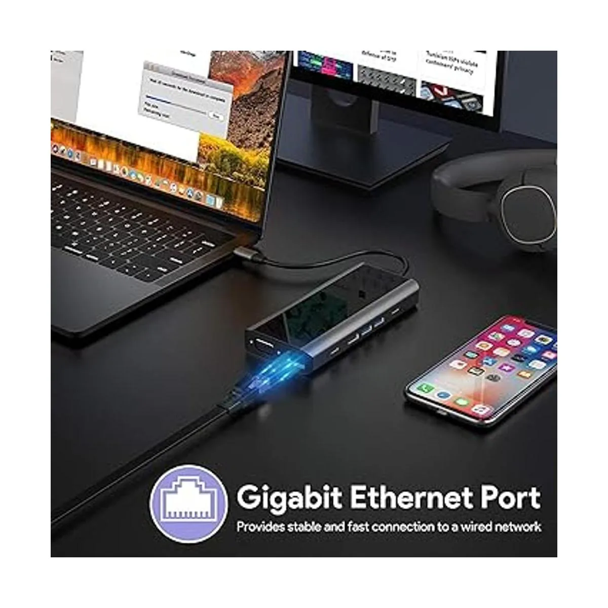 Ikling Hub USB C estación de acoplamiento USB C 13 en 1 a_5