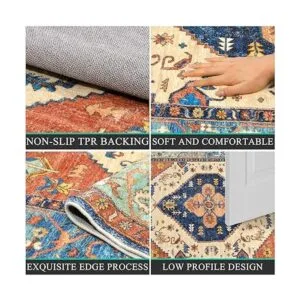 Bsmathom Alfombra bohemia vintage antideslizante_3