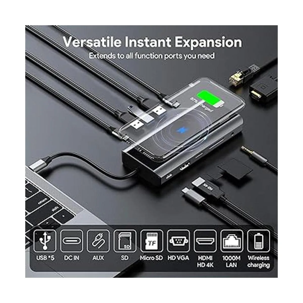 Ikling Hub USB C estación de acoplamiento USB C 13 en 1 a_2