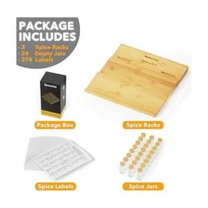 SpaceAid Organizador de cajones de especias de bambú con_5