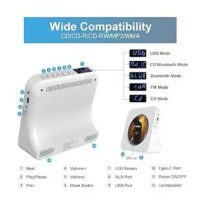 Reproductor de CD vertical de escritorio con altavoces_3