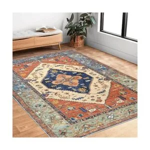 Bsmathom Alfombra bohemia vintage antideslizante_1