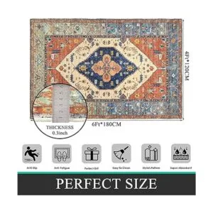 Bsmathom Alfombra bohemia vintage antideslizante_5
