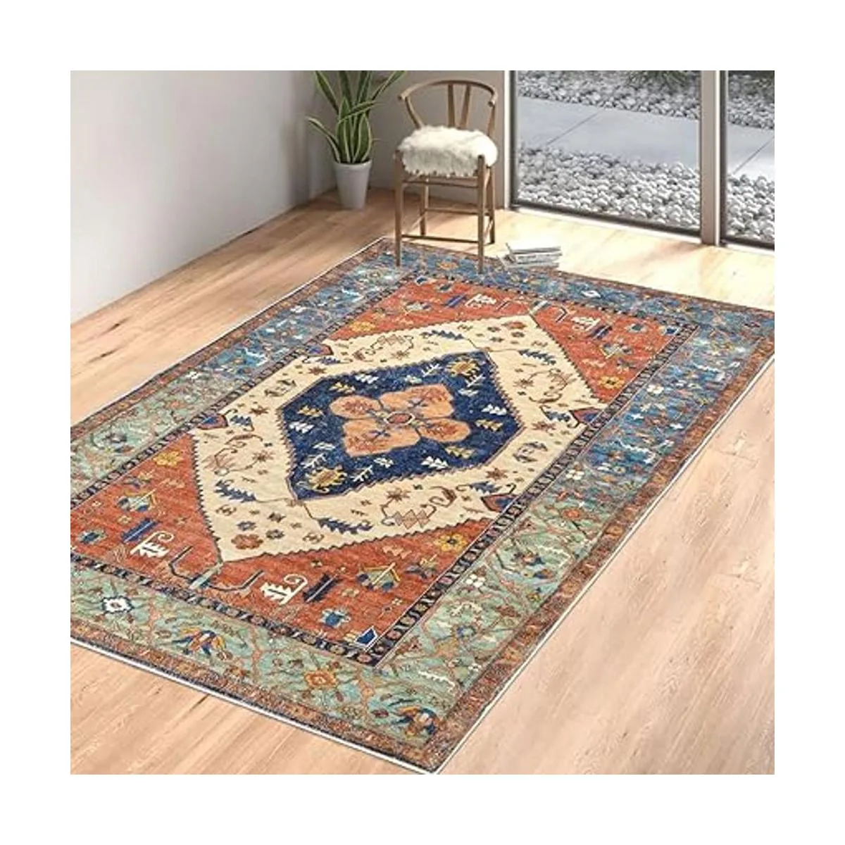 Bsmathom Alfombra bohemia vintage antideslizante_4