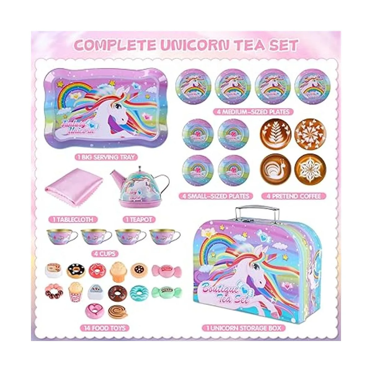 Juego de té de unicornio de juguete para niñas pequeñas_5