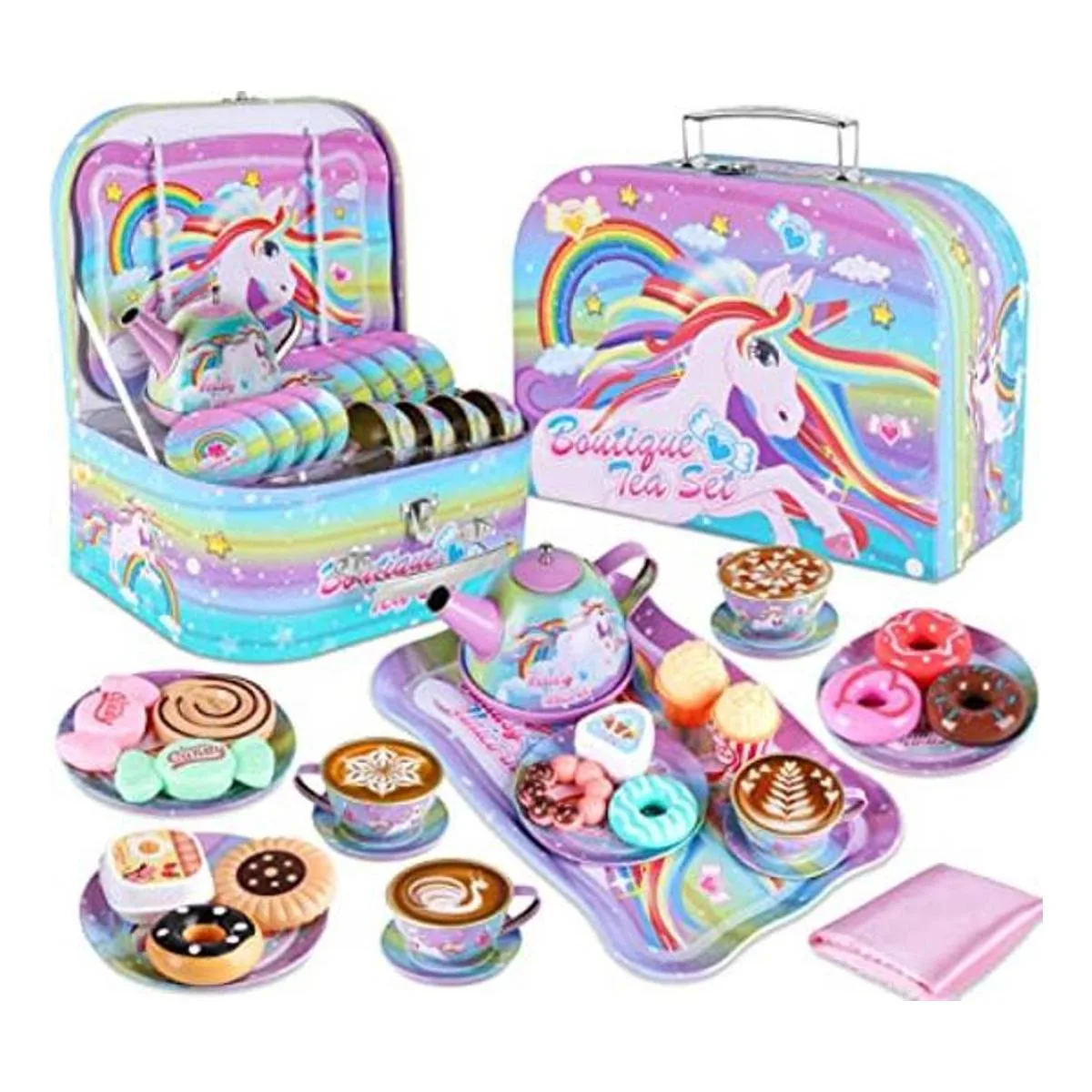 Juego de té de unicornio de juguete para niñas pequeñas_1